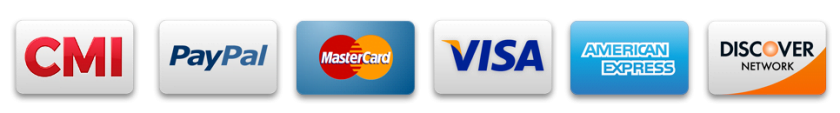 CMI, PayPal, Mastercard, Visa, American Express et Discover